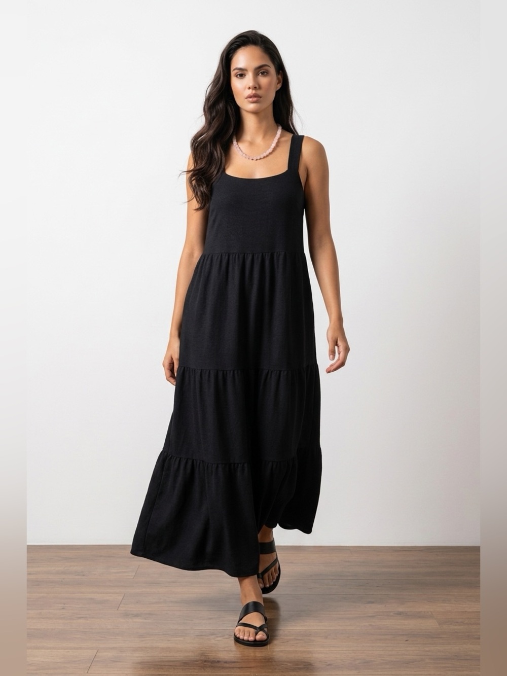 Black Bow Tiered Maxi Dress Small